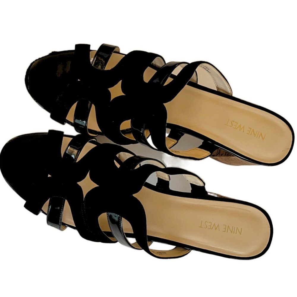 Nine West Women's Copula Black Platform Wedge Sandal Size 12 - Picture 2 of 14